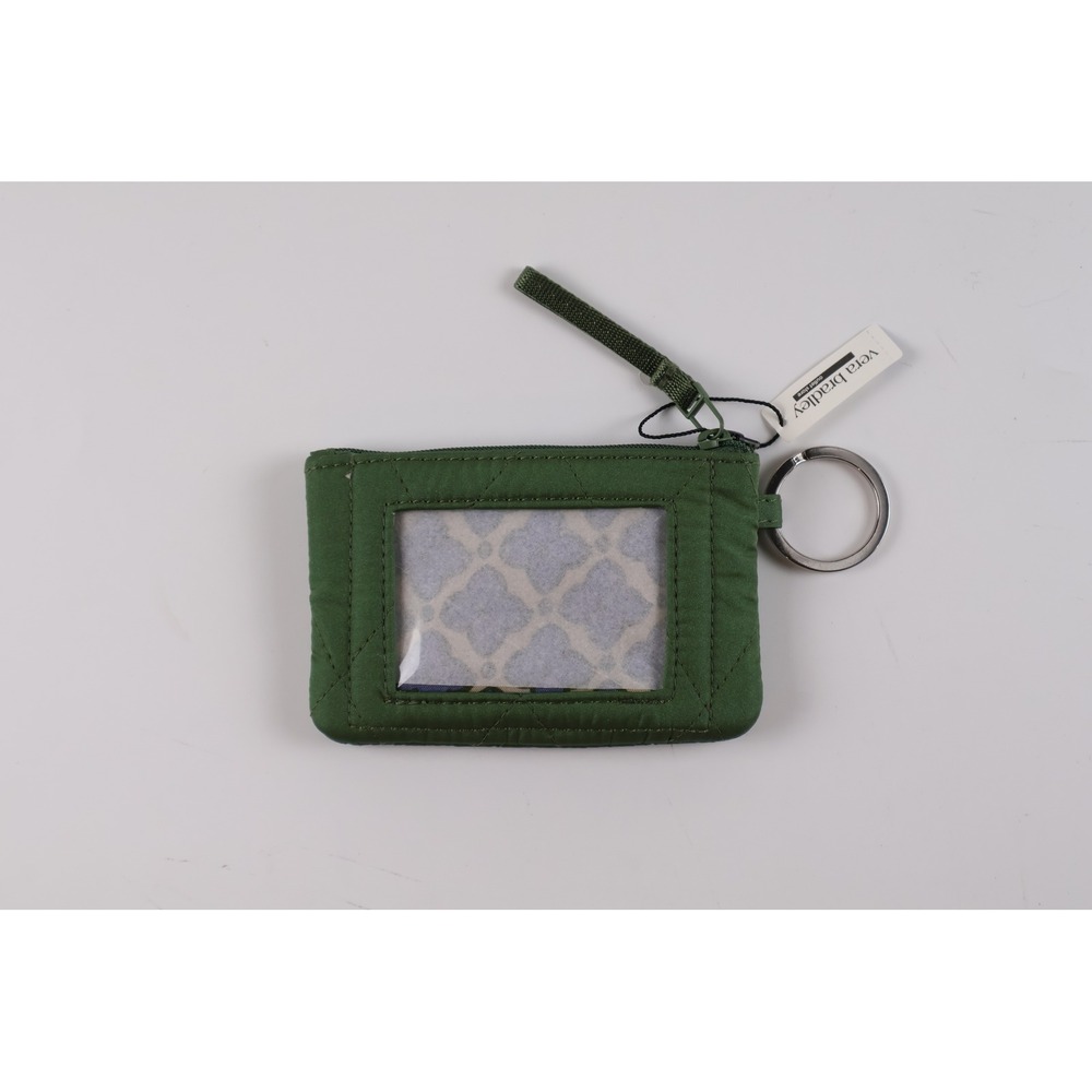 Vera Bradley Zip ID Case Pearlized Cedar Green Quilted OS NWT